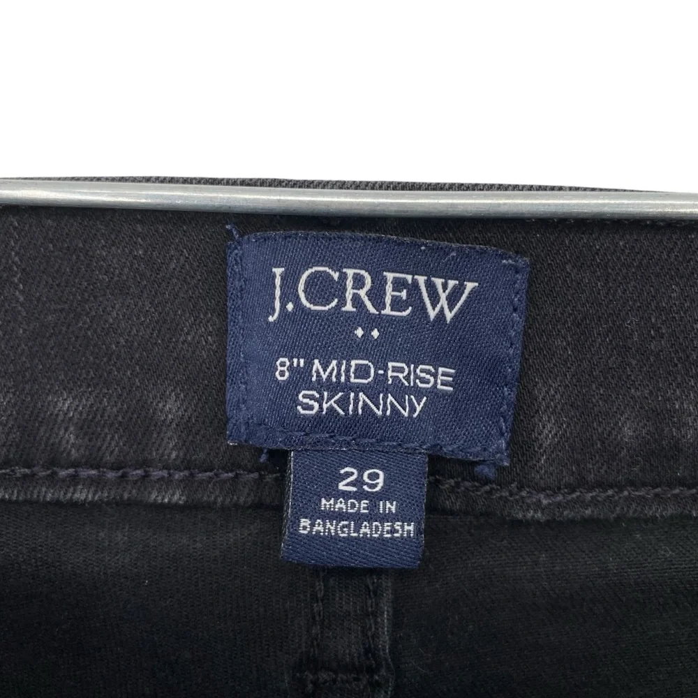 J. Crew 8” Mid Rise Skinny Jeans in Black